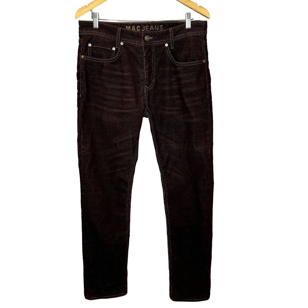 Mac Jeans Arne Pipe Burgundy Corduroy Pant 5-pocket straight Slim Men's 32x34